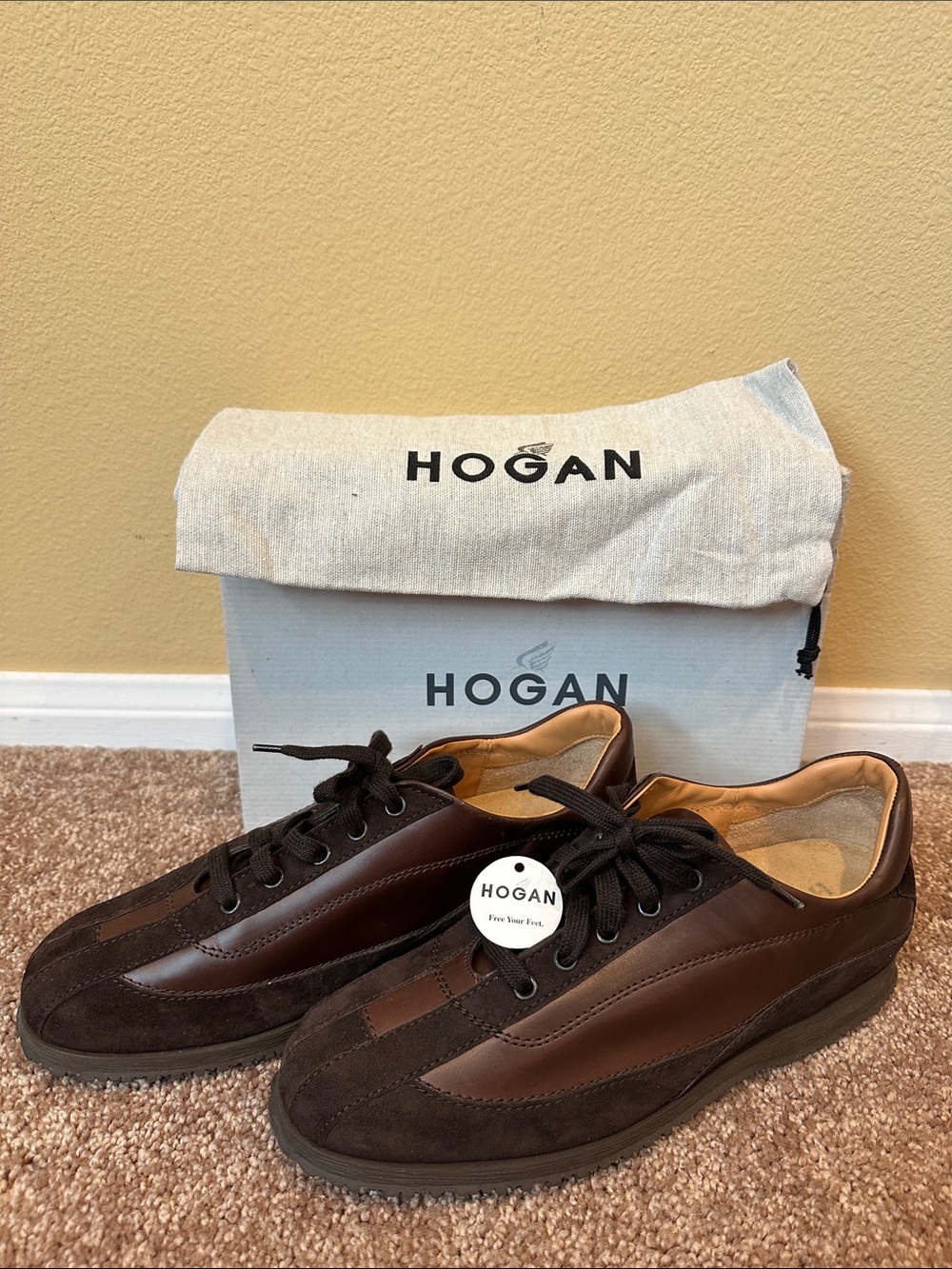 Hogan Men's Brown Leather & Suede Casual Lace-Up Shoes